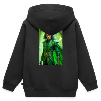 Loki ist ein gerissener Trickster-Gott und Gestaltwandler - Kinder Premium Organic Zip Hoodie - Schwarz - Hinten - AI Model Kid Male (0cm)
