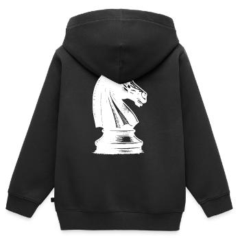 Schachbrett mit Schachfiguren König und Bauern - Kinder Premium Organic Zip Hoodie - Schwarz - Hinten - AI Model Kid Male (0cm)