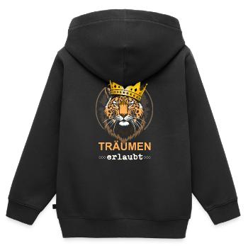 03 Tiger Traumen erlaubt - Kinder Premium Organic Zip Hoodie - Schwarz - Hinten - AI Model Kid Male (0cm)