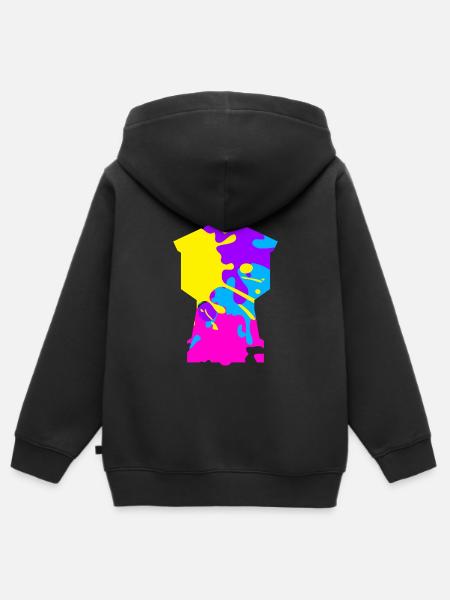 Wasserturm Langeoog bunt - Kinder Premium Organic Zip Hoodie - Schwarz