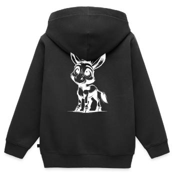 Mignon petit âne dessin au crayon - Sweat Premium à capuche zippé enfant bio - noir - Dos - AI Model Kid Male (0cm)