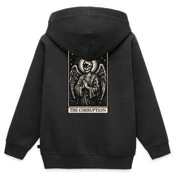 Tarot-Datenhortung: Der Engel der Verderbnis - Kinder Premium Organic Zip Hoodie - Schwarz - Hinten - AI Model Kid Male (0cm)