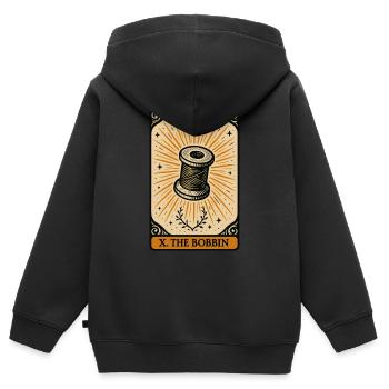 Spule des Schicksals Tarot nähen - Kinder Premium Organic Zip Hoodie - Schwarz - Hinten - AI Model Kid Male (0cm)