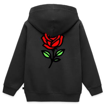 Rose Blume - Kinder Premium Organic Zip Hoodie - Schwarz - Hinten - AI Model Kid Male (0cm)