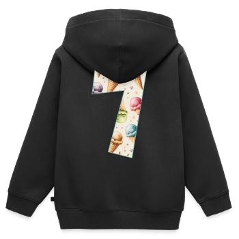 GLACE NUMÉRO 7 ANS GLACE 7E ANNIVERSAIRE - Sweat Premium à capuche zippé enfant bio - noir - Dos - AI Model Kid Male (0cm)