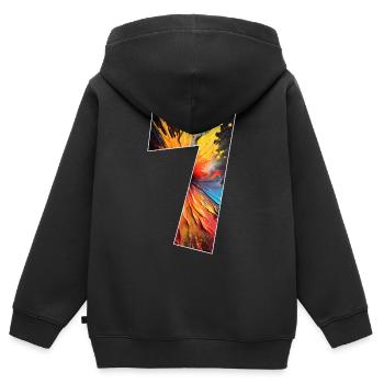 NUMMER 7 JAHRE 7. GEBURTSTAG - Kinder Premium Organic Zip Hoodie - Schwarz - Hinten - AI Model Kid Male (0cm)