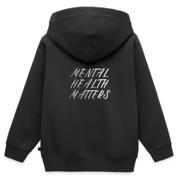 MENTAL HEALTH AWARENESS: Mental Health Matters - Kinder Premium Organic Zip Hoodie - Schwarz - Hinten - AI Model Kid Male (0cm)