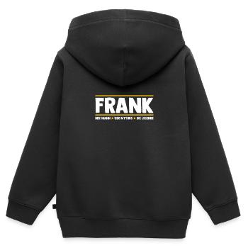 Frank - Kinder Premium Organic Zip Hoodie - Schwarz - Hinten - AI Model Kid Male (0cm)