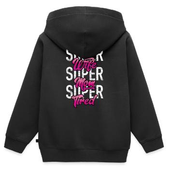 Super Wife - Super Mom - Super Tired - Kinder Premium Organic Zip Hoodie - Schwarz - Hinten - AI Model Kid Male (0cm)
