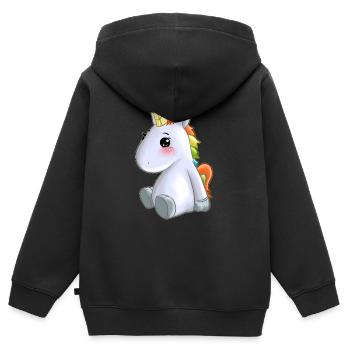 süßes Einhorn bunte Mähne - Kinder Premium Organic Zip Hoodie - Schwarz - Hinten - AI Model Kid Male (0cm)