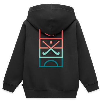 Hockey Playing Field Vintage Field Hockey - Kids Premium Organic Zip-up Hoodie - black - Back - AI Model Kid Male (0cm)