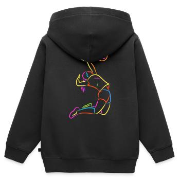 Joueuse de volley-ball fille colorée joueuse de volley-ball - Sweat Premium à capuche zippé enfant bio - noir - Dos - AI Model Kid Male (0cm)