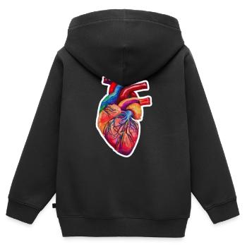 Menschliches Herz Aquarellstil - Kinder Premium Organic Zip Hoodie - Schwarz - Hinten - AI Model Kid Male (0cm)