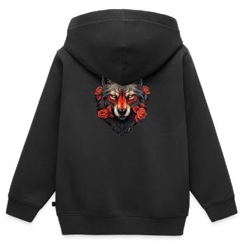 Gothic Wildlife Illustration mit mystischen Rosen - Kinder Premium Organic Zip Hoodie - Schwarz - Hinten - AI Model Kid Male (0cm)