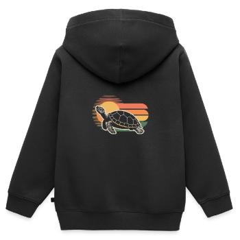 Vintage Schildkröte Meeresleben Meer - Kinder Premium Organic Zip Hoodie - Schwarz - Hinten - AI Model Kid Male (0cm)