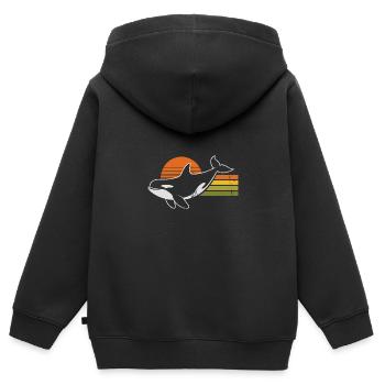 Vintage Orca Créatures de la mer Baleine de mer Orque - Sweat Premium à capuche zippé enfant bio - noir - Dos - AI Model Kid Male (0cm)
