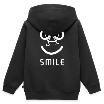 Smile - Radfahrer - lachen - grinsen - Kinder Premium Organic Zip Hoodie - Schwarz - Hinten - AI Model Kid Male (0cm)