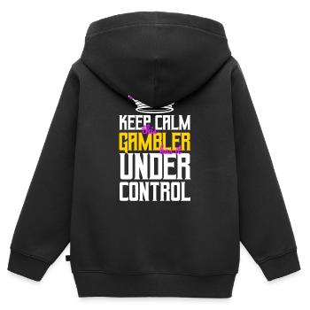 Casino - Kinder Premium Organic Zip Hoodie - Schwarz - Hinten - AI Model Kid Male (0cm)
