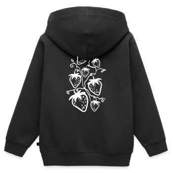 Erdbeeren - Kinder Premium Organic Zip Hoodie - Schwarz - Hinten - AI Model Kid Male (0cm)