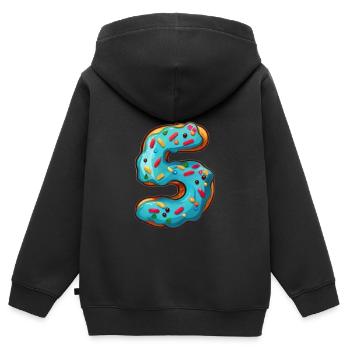 NUMMER 5 KUCHEN SWEET 5. GEBURTSTAG - Kinder Premium Organic Zip Hoodie - Schwarz - Hinten - AI Model Kid Male (0cm)