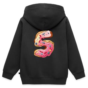 NUMMER 5 KUCHEN SWEET 5. GEBURTSTAG - Kinder Premium Organic Zip Hoodie - Schwarz - Hinten - AI Model Kid Male (0cm)
