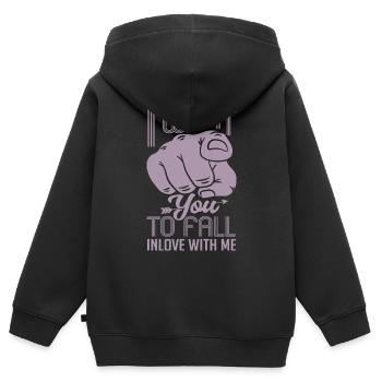 Zeigefinger Ich Will Dass Du Dich Verliebst - Kinder Premium Organic Zip Hoodie - Schwarz - Hinten - AI Model Kid Male (0cm)