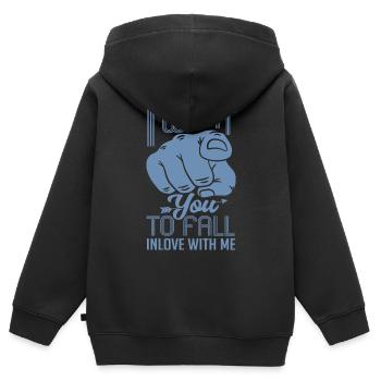 Zeigefinger Ich Will Dass Du Dich Verliebst - Kinder Premium Organic Zip Hoodie - Schwarz - Hinten - AI Model Kid Male (0cm)