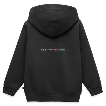 Synthétiseur Analogique Vintage Vintage Retrowave - Sweat Premium à capuche zippé enfant bio - noir - Dos - AI Model Kid Male (0cm)
