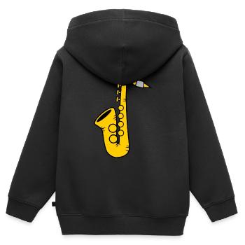 Saxophon Saxofon - Kinder Premium Organic Zip Hoodie - Schwarz - Hinten - AI Model Kid Male (0cm)