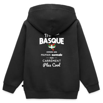 J'ai une maman Basque plus cool - Sweat Premium à capuche zippé enfant bio - noir - Dos - AI Model Kid Male (0cm)