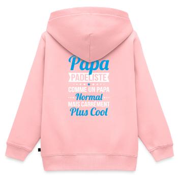 J'ai un papa padeliste plus cool - Sweat Premium à capuche zippé enfant bio - rose - Dos - AI Model Kid Female (0cm)