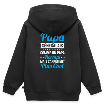 J'ai un papa Sénégalais plus cool - Sweat Premium à capuche zippé enfant bio - noir - Dos - AI Model Kid Male (0cm)