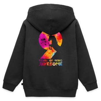 9 YEARS OF BEING AWESOME UNICORN 9TH BIRTHDAY - Kids Premium Organic Zip-up Hoodie - black - Back - AI Model Kid Male (0cm)