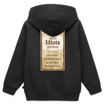 anti idiots - Sweat Premium à capuche zippé enfant bio - noir - Dos - AI Model Kid Male (0cm)