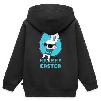 Joyeuses Pâques - Sweat Premium à capuche zippé enfant bio - noir - Dos - AI Model Kid Male (0cm)