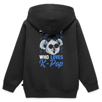 K-Pop - Kinder Premium Organic Zip Hoodie - Schwarz - Hinten - AI Model Kid Male (0cm)