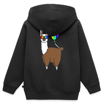 LGBT - Kinder Premium Organic Zip Hoodie - Schwarz - Hinten - AI Model Kid Male (0cm)