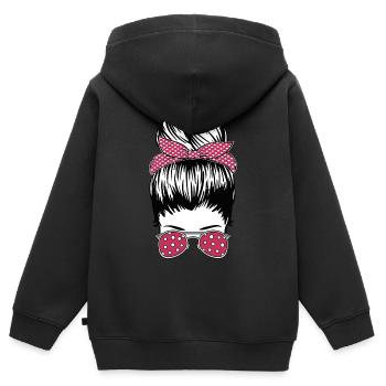 Rétro Rockabilly Girl Cadeau - Sweat Premium à capuche zippé enfant bio - noir - Dos - AI Model Kid Male (0cm)