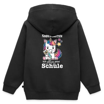 Schulkind Einhorn (bunt/weiß) - Kinder Premium Organic Zip Hoodie - Schwarz - Hinten - AI Model Kid Male (0cm)