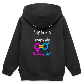 Equality - Kids Premium Organic Zip-up Hoodie - black - Back - AI Model Kid Male (0cm)
