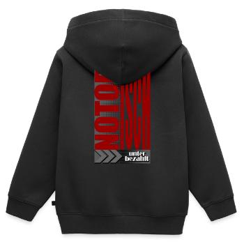 notorisch unterbezahlt Lohn Job Spruch - Kinder Premium Organic Zip Hoodie - Schwarz - Hinten - AI Model Kid Male (0cm)