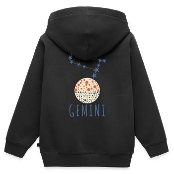 La constellation des Gémeaux - Sweat Premium à capuche zippé enfant bio - noir - Dos - AI Model Kid Male (0cm)
