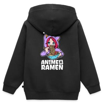 Ich Liebe Anime Ramen Herz Statement Manga - Kinder Premium Organic Zip Hoodie - Schwarz - Hinten - AI Model Kid Male (0cm)