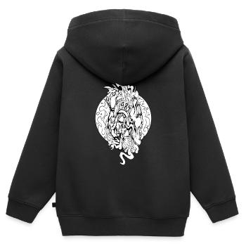 1984 - Kinder Premium Organic Zip Hoodie - Schwarz - Hinten - AI Model Kid Male (0cm)