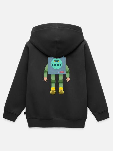 Robo-Junge - Kinder Premium Organic Zip Hoodie - Schwarz