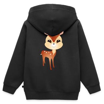 niedlicher kleiner Rehbock mit großem Geweih - Kinder Premium Organic Zip Hoodie - Schwarz - Hinten - AI Model Kid Male (0cm)