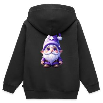 Violetter Weihnachtswichtel mit Zipfelmütze - Kinder Premium Organic Zip Hoodie - Schwarz - Hinten - AI Model Kid Male (0cm)