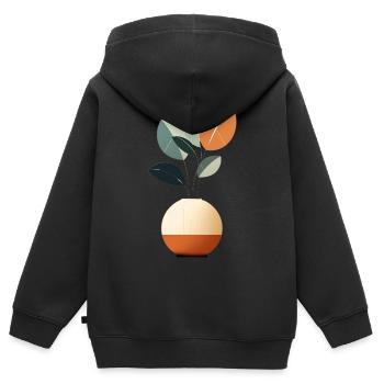 Minimalistische Blumen - Kinder Premium Organic Zip Hoodie - Schwarz - Hinten - AI Model Kid Male (0cm)