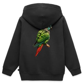 Grünwangen-Conure Niedlicher Conure-Papagei - Kinder Premium Organic Zip Hoodie - Schwarz - Hinten - AI Model Kid Male (0cm)