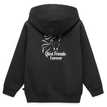 Pferd - Kinder Premium Organic Zip Hoodie - Schwarz - Hinten - AI Model Kid Male (0cm)